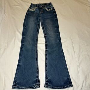 Stylish Western Blue Jeans with Embellished Pockets